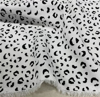 Yardblox Exclusive Made in France Fashion Designer Animal White/Black Non-Stretch Linen Plain Woven DS12432 - Yardblox Fabrics