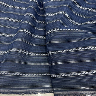 Yardblox Exclusive Made in Japan Fashion Designer Stripes Blue/Multi Color Non-Stretch Linen Plain Woven DS12440