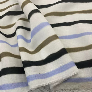 Yardblox Exclusive Made in Italy Fashion Designer Stripes White/Multi Color Non-Stretch Linen Plain Woven DS12442