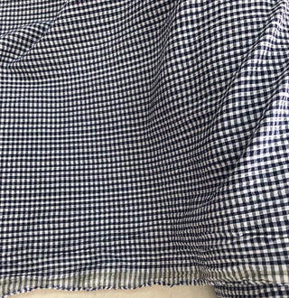 Yardblox Exclusive Made in France Fashion Designer Gingham Navy Blue/White Non-Stretch Cotton Seersucker DS12443