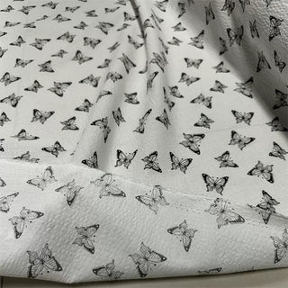 Yardblox Exclusive Made in Japan Fashion Designer Butterfly White/Black Non-Stretch Cotton Seersucker DS12444 - Yardblox Fabrics