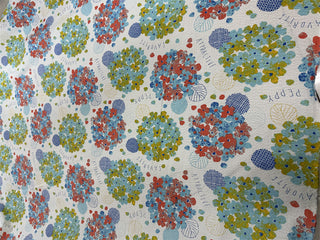 Yardblox Exclusive Made in Japan Fashion Designer Floral White/Multi Color Non-Stretch Cotton Seersucker DS12446