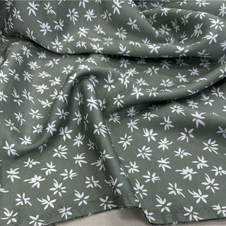 Yardblox Exclusive Made in Japan Fashion Designer Floral Green/White Non-Stretch Cotton Twill DS12454