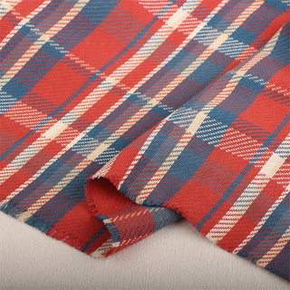 Yardblox Exclusive Made in Japan Fashion Designer Plaid/Checkered Red/Multi Color Non-Stretch Cotton Twill DS13403