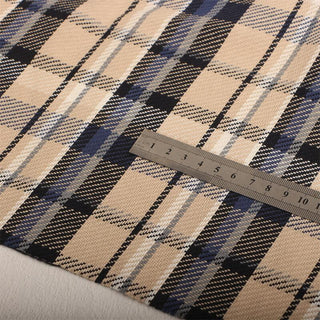 Yardblox Exclusive Made in Japan Fashion Designer Plaid/Checkered Khaki/Multi Color Non-Stretch Cotton Twill DS13404 - Yardblox Fabrics