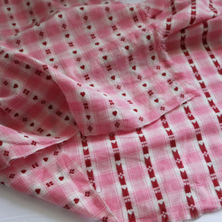 Yardblox Exclusive Made in Korea Fashion Designer Plaid/Checkered Pink/Red/White Non-Stretch Cotton Jacquard DS16403 - Yardblox Fabrics