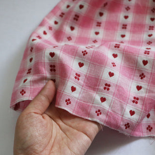 Yardblox Exclusive Made in Korea Fashion Designer Plaid/Checkered Pink/Red/White Non-Stretch Cotton Jacquard  DS16403