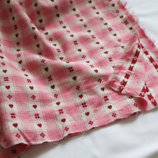 Yardblox Exclusive Made in Korea Fashion Designer Plaid/Checkered Pink/Red/White Non-Stretch Cotton Jacquard  DS16403