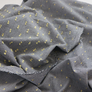 Yardblox Exclusive Made in Korea Fashion Designer Gingham Black/Yellow Non-Stretch Cutwork Embroidery Cotton Plain Woven DS16408 - Yardblox Fabrics