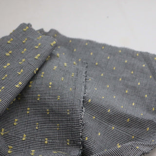 Yardblox Exclusive Made in Korea Fashion Designer Gingham Black/Yellow Non-Stretch Cutwork Embroidery Cotton Plain Woven DS16408 - Yardblox Fabrics