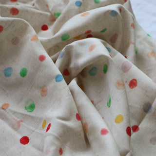 Yardblox Exclusive Made in Korea Fashion Designer Dot/Polka Dot Linen/Multi Color Non-Stretch Rayon Linen Blended Plain Woven DS16410