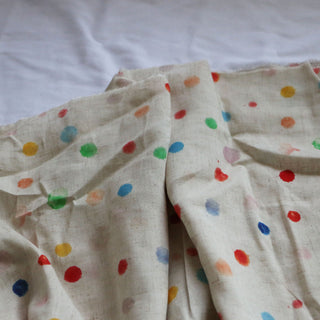 Yardblox Exclusive Made in Korea Fashion Designer Dot/Polka Dot Linen/Multi Color Non-Stretch Rayon Linen Blended Plain Woven DS16410