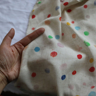 Yardblox Exclusive Made in Korea Fashion Designer Dot/Polka Dot Linen/Multi Color Non-Stretch Rayon Linen Blended Plain Woven DS16410 - Yardblox Fabrics