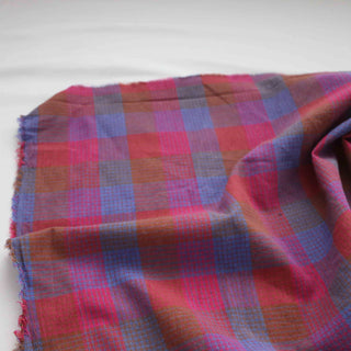 Yardblox Exclusive Made in Korea Fashion Designer Plaid/Checkered Red/Purple/Pink Non-Stretch Cotton Plain Woven DS16416