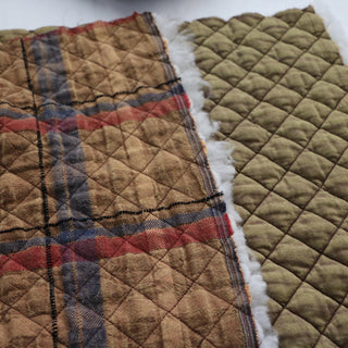 Yardblox Exclusive Made in Korea Fashion Designer Plaid/Checkered Brown/Multi Color Non-Stretch Sand Washed Cotton Quilting Fabric DS16423 - Yardblox Fabrics