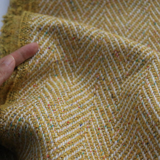 Yardblox Exclusive Made in Korea Fashion Designer Herribone Yellow/Multi Color Stretch Wool Polyester Blended Tweed DS16429 - Yardblox Fabrics