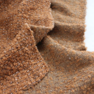 Yardblox Exclusive Made in Korea Fashion Designer Solid Brown/Multi Color Non-Stretch Wool Polyester Blended Boucle DS16433