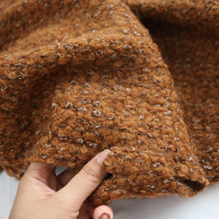 Yardblox Exclusive Made in Korea Fashion Designer Solid Brown/Multi Color Non-Stretch Wool Polyester Blended Boucle DS16433 - Yardblox Fabrics