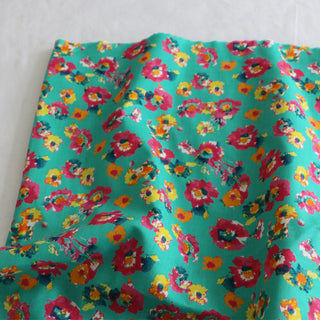 Yardblox Exclusive Made in Korea Fashion Designer Floral Turquoise/Multi Color Non-Stretch Cotton Plain Woven DS16442 - Yardblox Fabrics