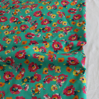 Yardblox Exclusive Made in Korea Fashion Designer Floral Turquoise/Multi Color Non-Stretch Cotton Plain Woven DS16442 - Yardblox Fabrics