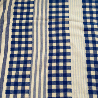 Yardblox Exclusive Made in Korea Fashion Designer Plaid/Checkered Blue/Off-White Non-Stretch Cotton Jacquard DS16464