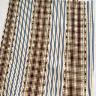 Yardblox Exclusive Made in Korea Fashion Designer Plaid/Checkered Brown/Blue/White Non-Stretch Cotton Jacquard DS16465