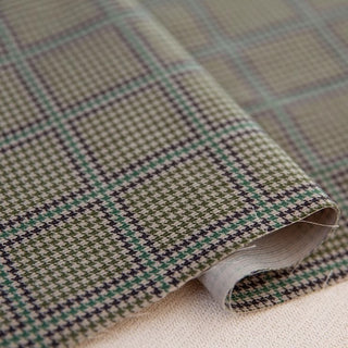 Yardblox Exclusive Made in Japan KOKKA Houndstooth Green/Multi Color Non-Stretch Cotton Pinwale Corduroy DS20401