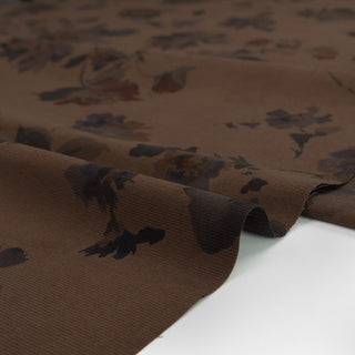 Yardblox Exclusive Made in Japan HOKKOH Floral Coffee/Multi Color Non-Stretch Cotton Pinwale Corduroy DS21412