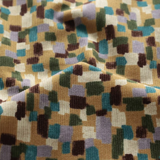 Yardblox Exclusive Made in Japan HOKKOH Geometric Yellow/Multi Color Non-Stretch Cotton Pinwale Corduroy DS21425