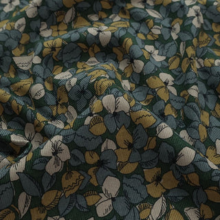 Yardblox Exclusive Made in Japan HOKKOH Floral Green/Multi Color Non-Stretch Cotton Pinwale Corduroy DS21426