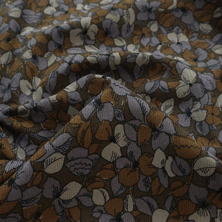 Yardblox Exclusive Made in Japan HOKKOH Floral Brown/Multi Color Non-Stretch Cotton Pinwale Corduroy DS21427 - Yardblox Fabrics