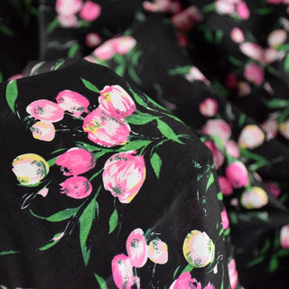 Yardblox Exclusive Made in Korea Fashion Designer Floral Black/Multi Color Non-Stretch Cotton Poplin DS22403 - Yardblox Fabrics