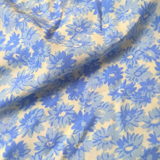 Yardblox Exclusive Reformation Floral Blue/White Non-Stretch Viscose Crepe De Chine DS23405